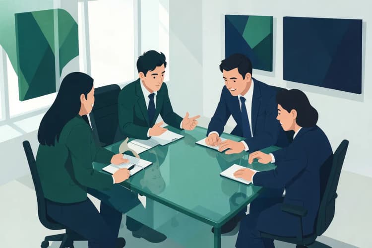 Equipe da Águia Consultoria Imobiliária em reunião de estratégia