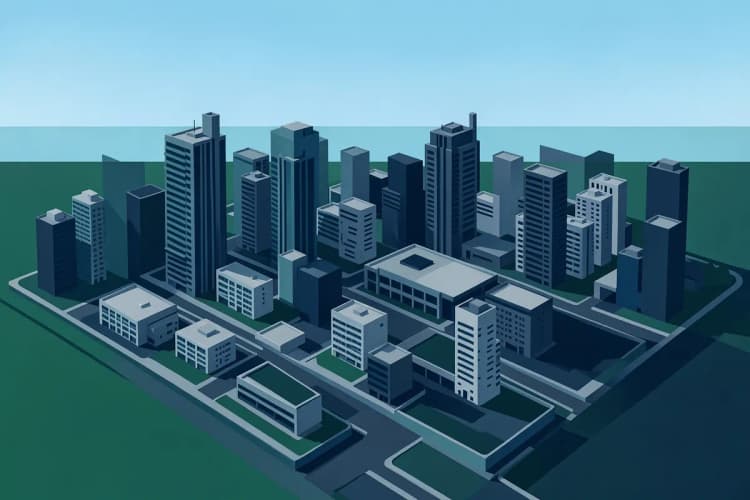 Visão aérea da cidade com destaque para empreendimentos da Águia Consultoria Imobiliária