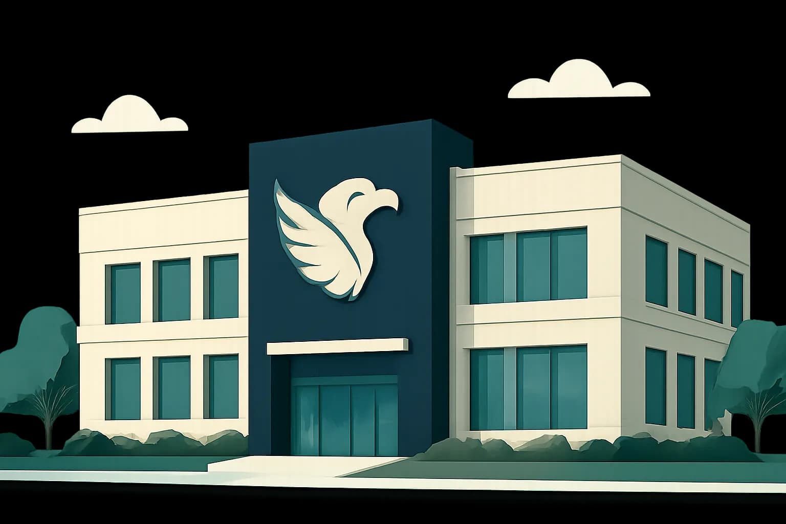 Águia Consultoria Imobiliária Matriz, fachada do prédio com o logo da águia