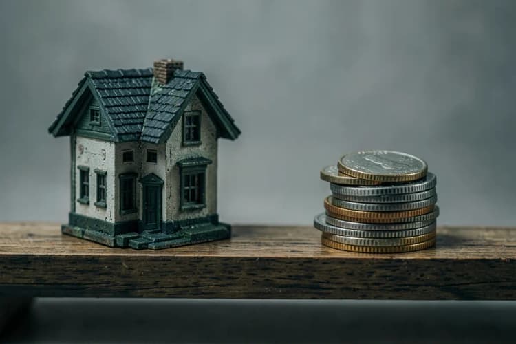 Considerações finais sobre o valor da consultoria imobiliária: balança com casa e dinheiro.