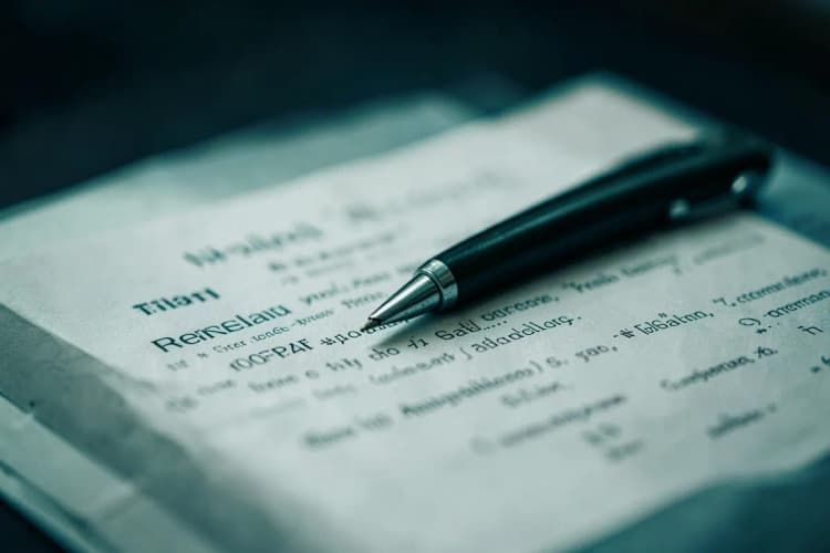 Um close-up de um contrato de aluguel com uma caneta sobre ele.